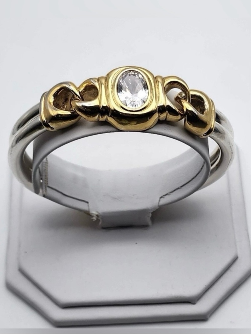 UNOAERRE ITALIAN DESIGNER Statement STERLING SIlVER GOLD VERMEIL BRACELET